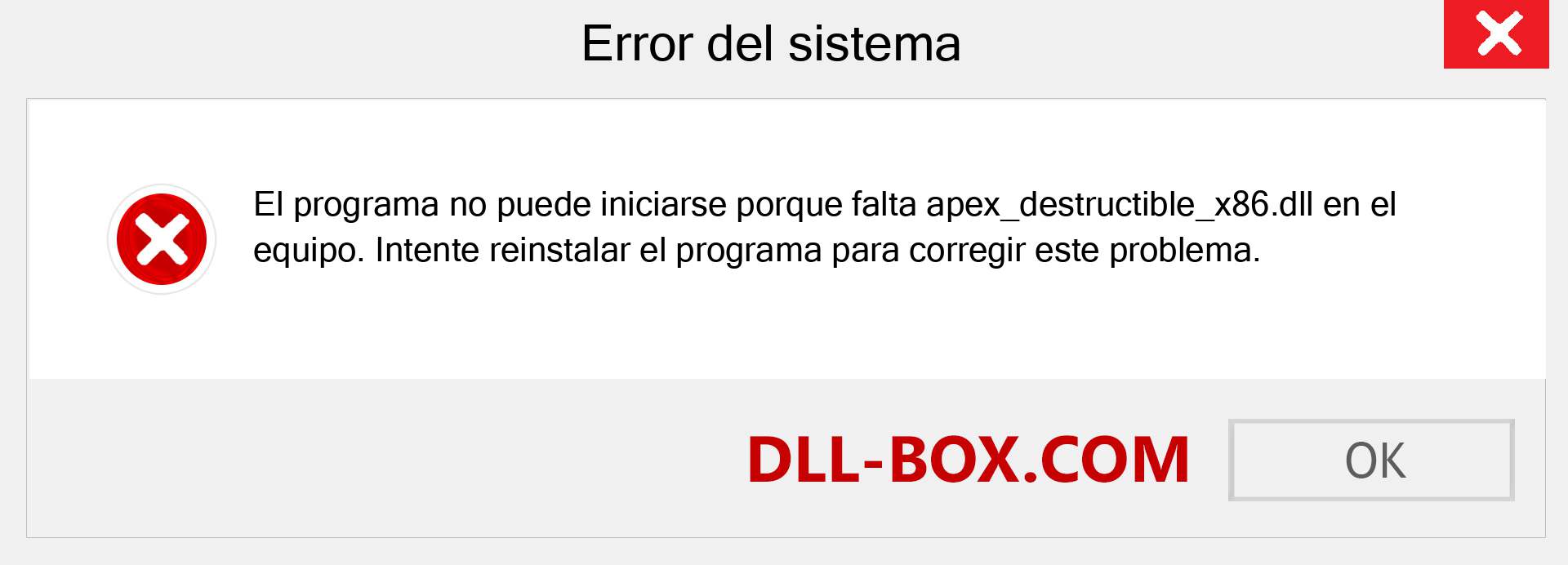 ¿Falta el archivo apex_destructible_x86.dll ?. Descargar para Windows 7, 8, 10 - Corregir apex_destructible_x86 dll Missing Error en Windows, fotos, imágenes